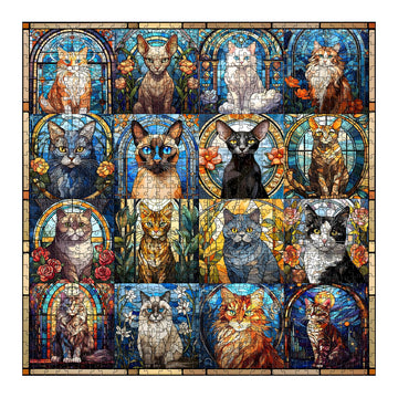 Buntglas Katzenpuzzle 1000 Stücke